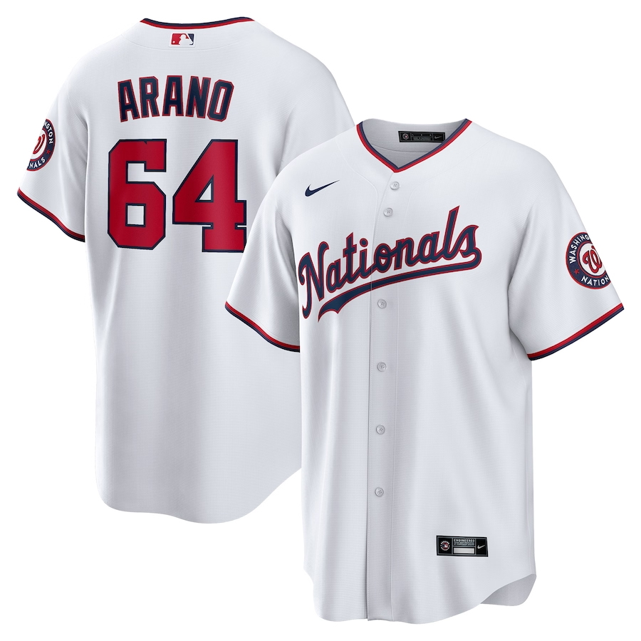 Men's Washington Nationals Victor Arano #64 White Home Jersey Men's Washington Nationals Victor Arano #64 White Home Jersey